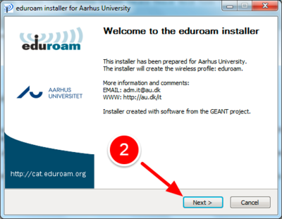 Viser installationsvejledning til Eduroam for windows