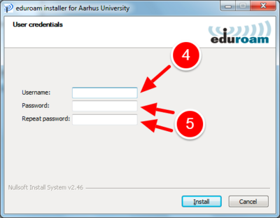 Billedet viser skærmbilledet for indtast brugernavn og adgangskode